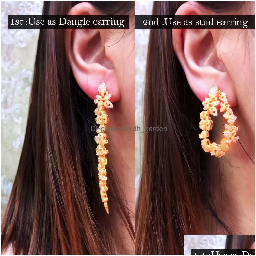 godki 80mm trendy flowers  drop earrings for women wedding party indian dubai bridal jewelry boucle doreille femme gift