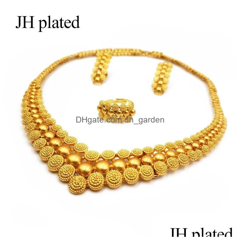 nigeria dubai gold color jewelry sets african bridal wedding gifts party for women bracelet necklace earrings ring set collares