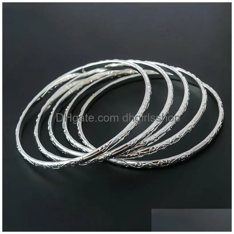 5 piece/lot silver color simple women cuff bracelet bangle big circle round hoop wristband women fashion jewelry accessories