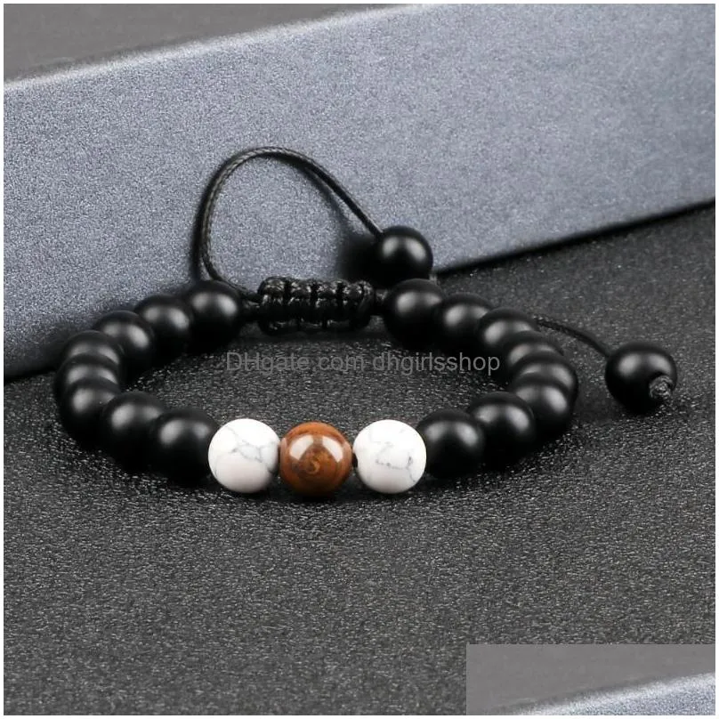 beaded strands adjustable bracelet natural tiger eye stone black onyx lava men bracelets charm yoga bangles malachite beads jewelry