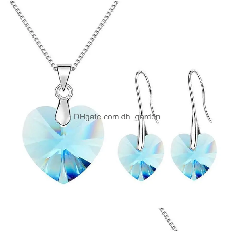 baffin original crystals from swarovski heart pendant necklaces earrings jewelry sets for women lovers gift drop