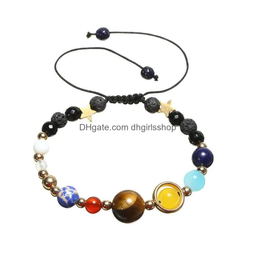 bangle universe planets beads bracelet uni fashion natural solar system energy earth moon braided jewelrybangle lars22