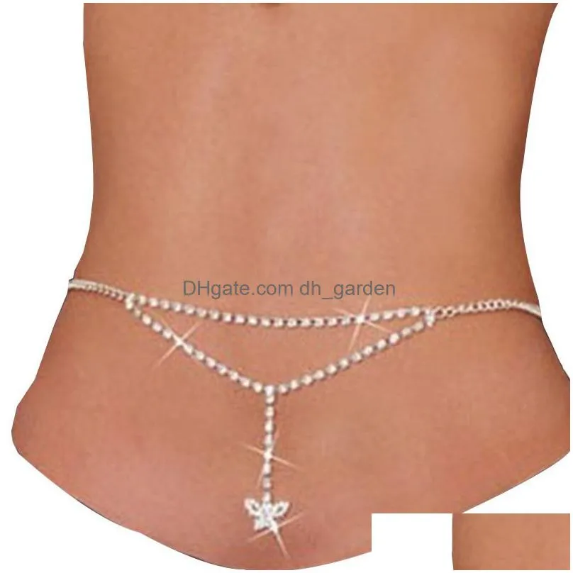 fashion butterfly waist shain for women y bikini  jewelry silver color shiny crystal belly chain for jeans