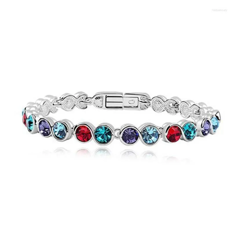 link chain austrian crystal jewelry stainless steel bangle silver color stone bracelet acier inoxydable femmelink lars22
