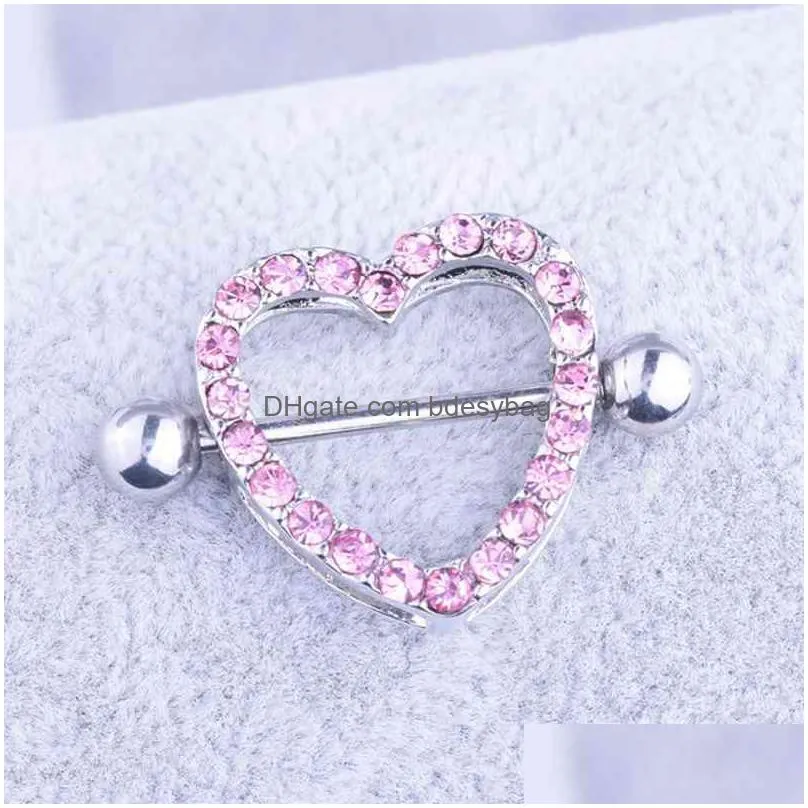 rhinestone silver stainless steel hypoallergenic doublelayer diamond love milk beautiful cute jewels amazing flower surgical steel heart