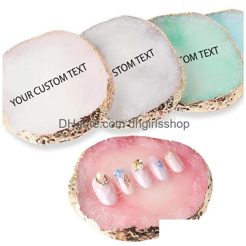 personalized resin agate stone necklace ring display palette tray jewelry holder organizer decoration nails art display shelf