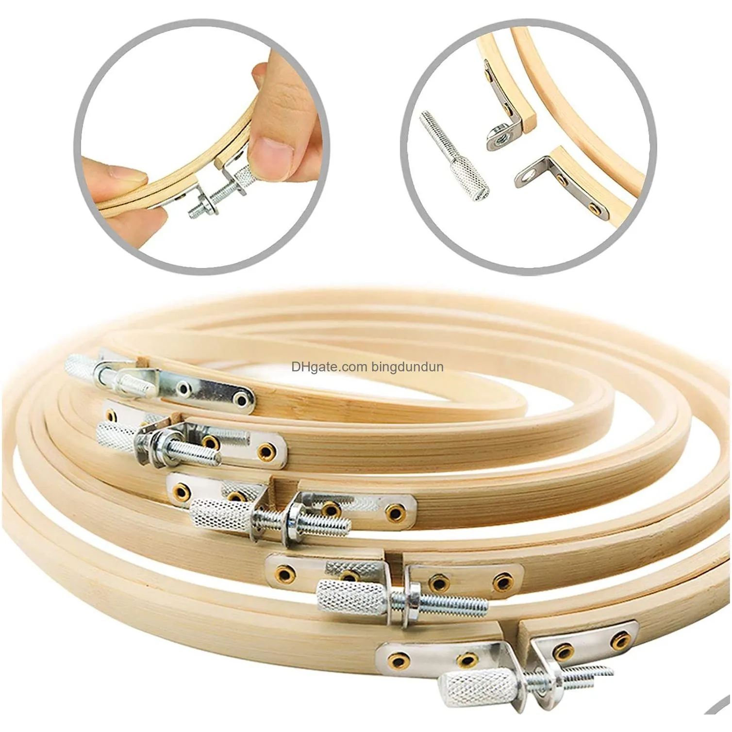 diy sewing tool round wooden wooden embroidery hoops set bamboo circle cross hoop stitch tools craft hoop accessories