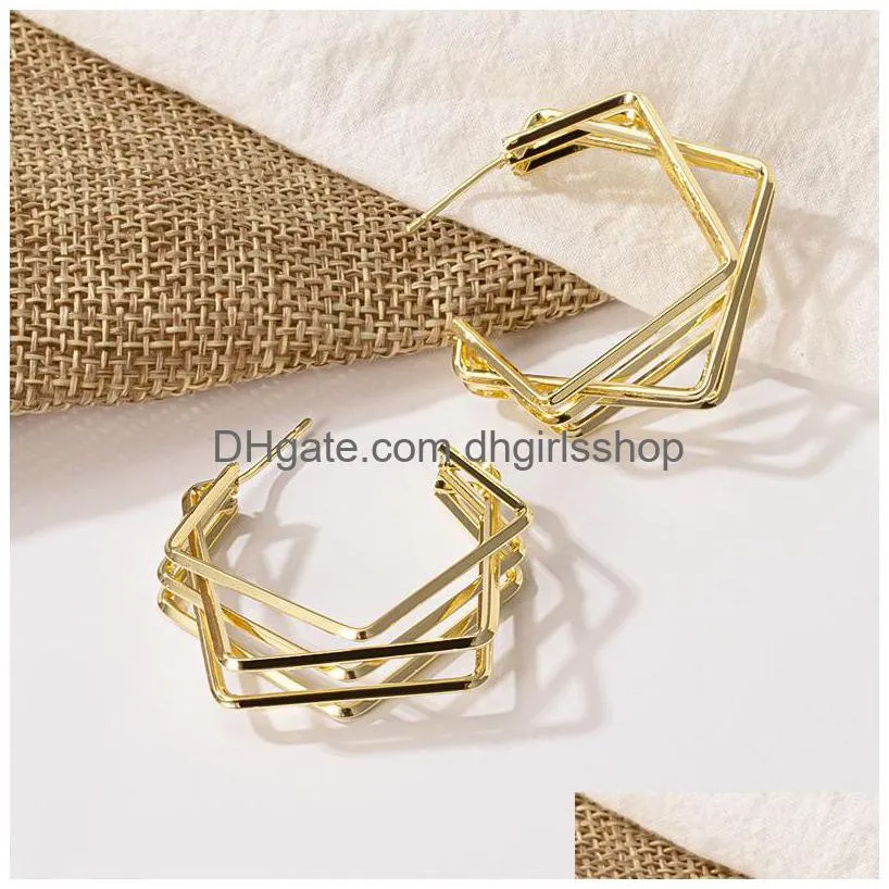 fashion gold color metal drop earrings stainless steel simple knot twist earrings for women statement jewelry pendiente