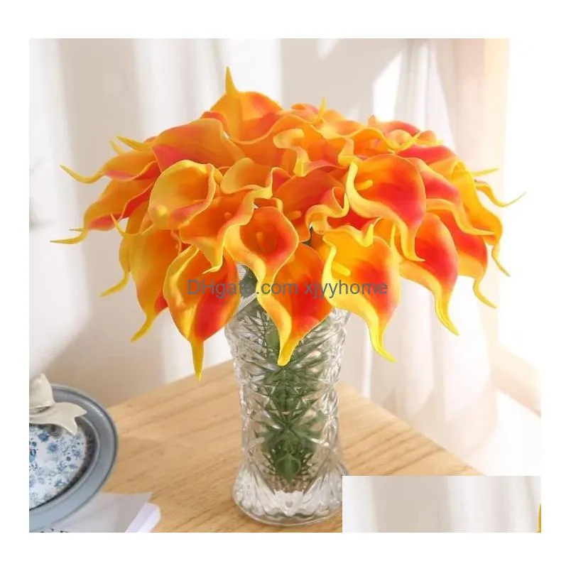 calla lily bridal wedding bouquet pu artificial flowers arrangement for home office party decor