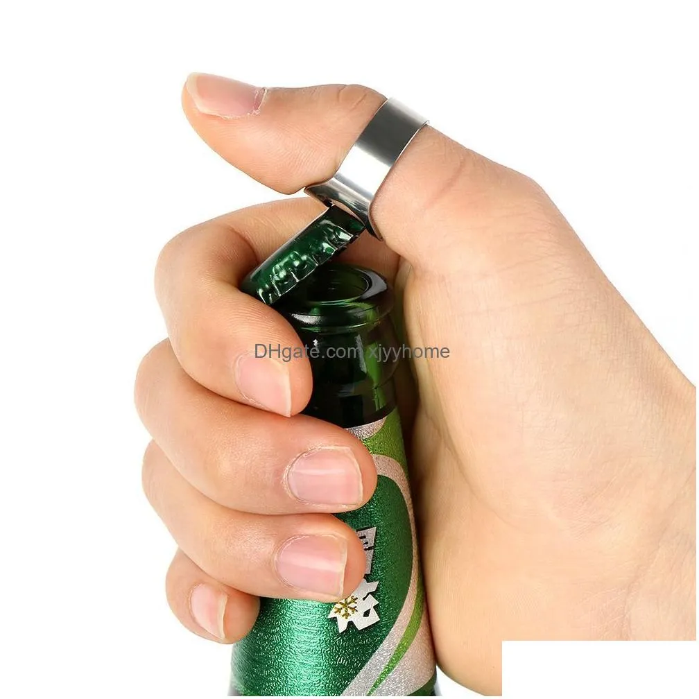 22mm portable mini ring beer bottle opener stainless steel finger ringshape bottle beer cap opening remover kitchen bar tools