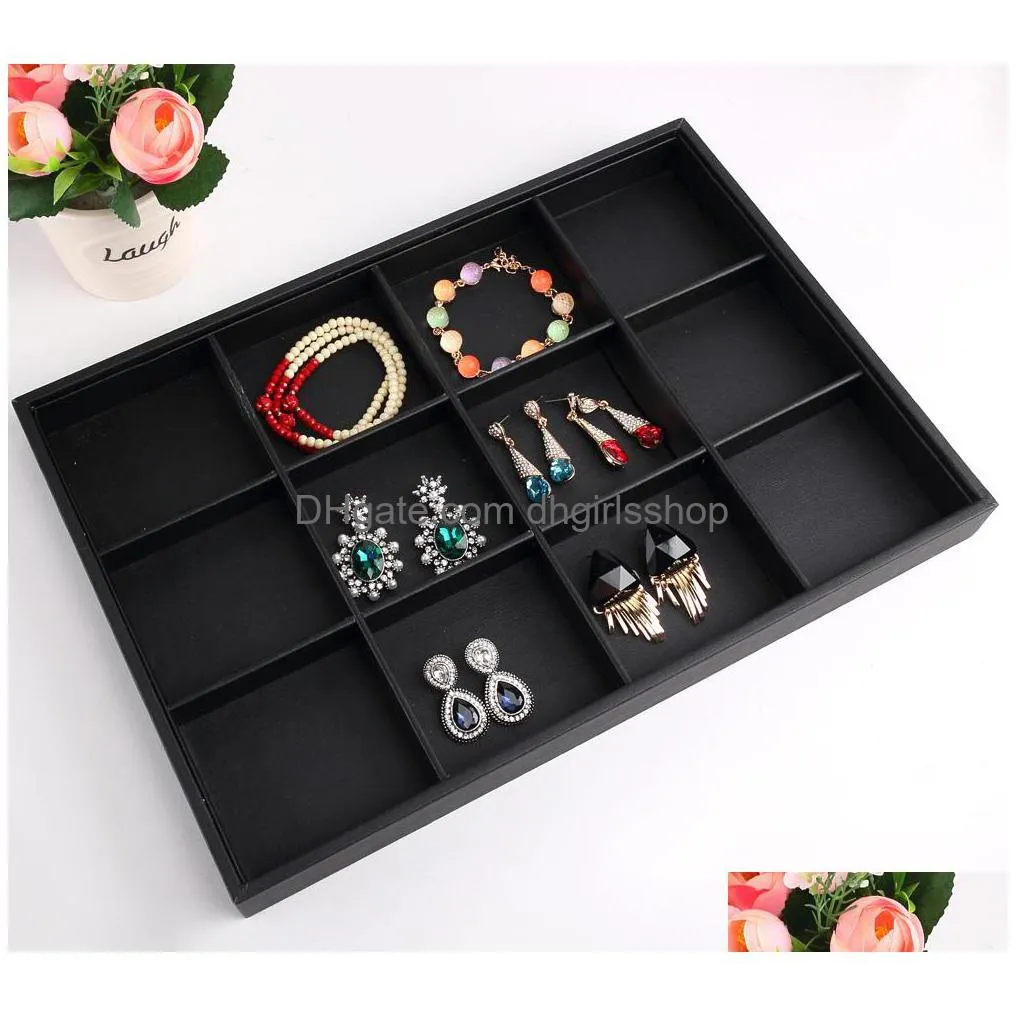 black pu leather jewelry pallet necklace tray for show rings bracelet exhibition jewelry organizer showcases