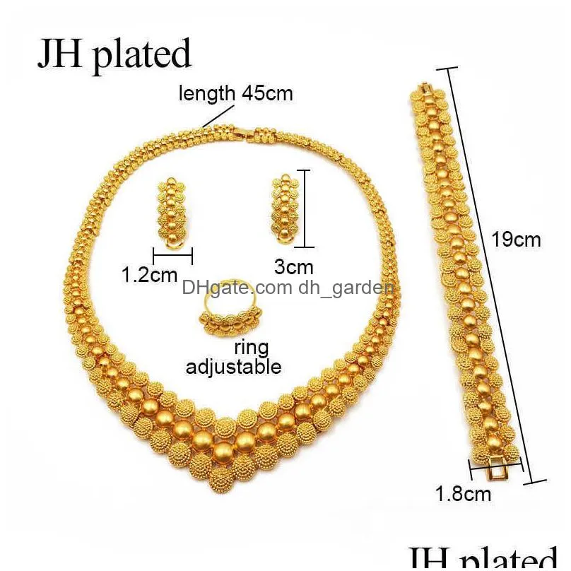 nigeria dubai gold color jewelry sets african bridal wedding gifts party for women bracelet necklace earrings ring set collares