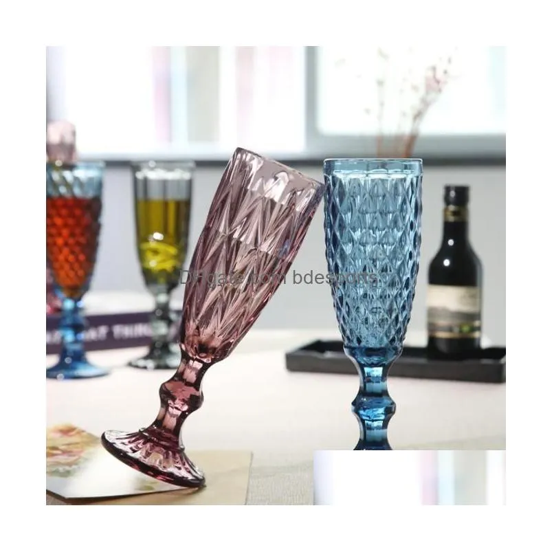 colorful vintage goblet champagne wine glasses cup cocktail whiskey cups crystal sculpture juice beer glass 150ml