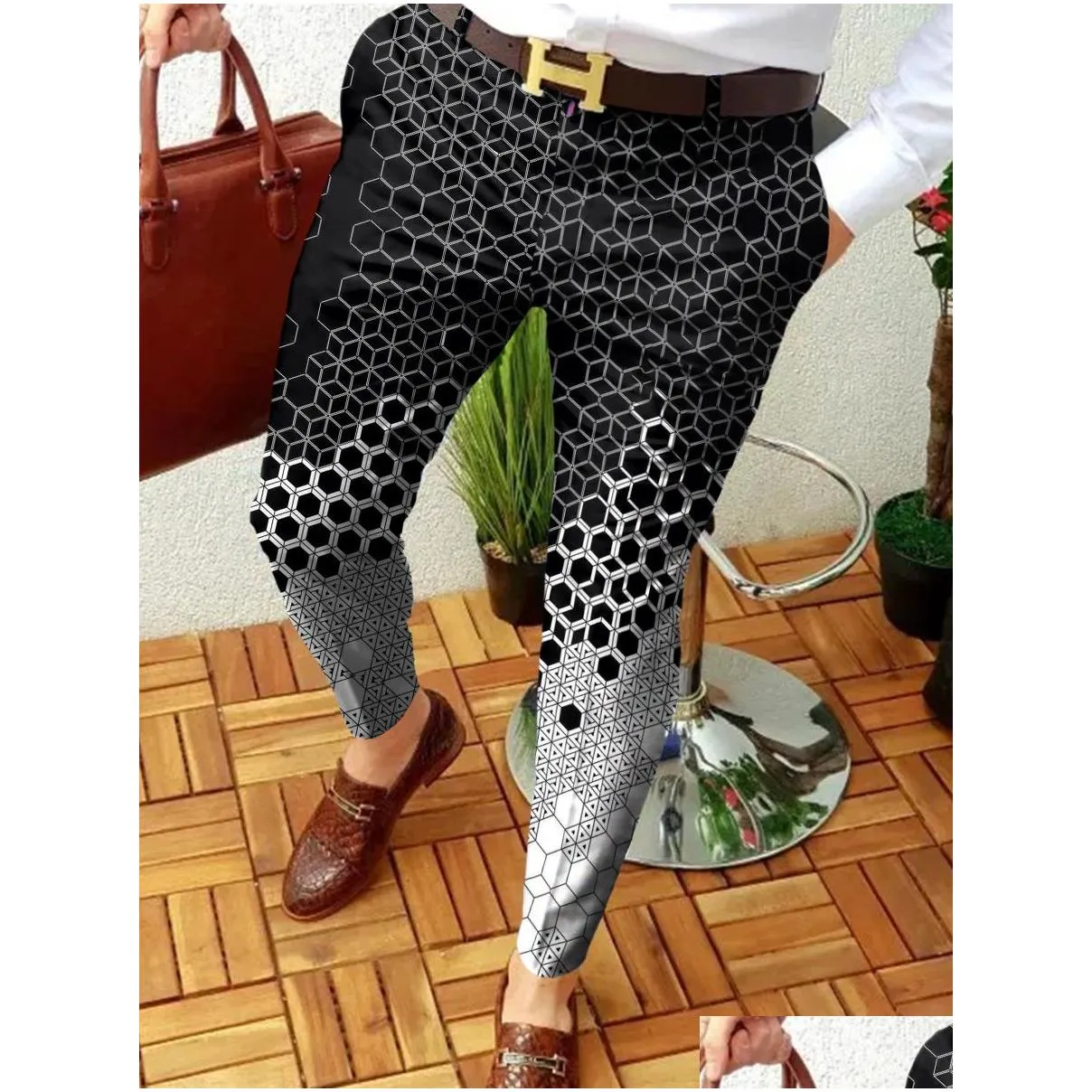 summer hip hop print geometric pants high fashion mens plus size printing long casual man patterned 3xl trousers