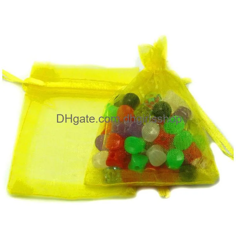 100pcs drawstring organza gift bag packaging display jewelry pouch for diy beads jewellery wedding gift bags 7x9/9x12cm