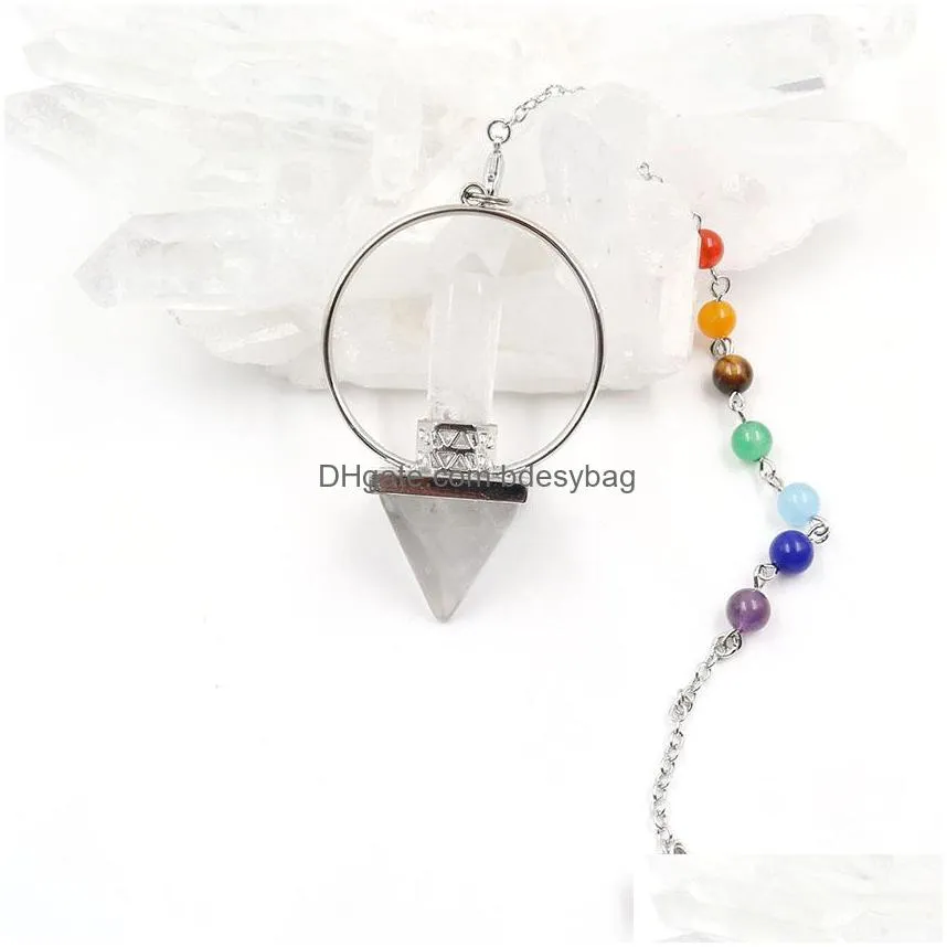 natural crystal hexagonal column energy pyramid chakra chain spirit decoration pendant men and women reiki healing crystal pendant