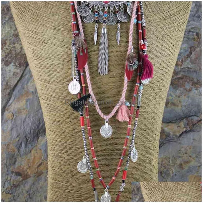 gypsy statement vintage long necklace ethnic jewelry boho necklace tribal collar tibet jewelry