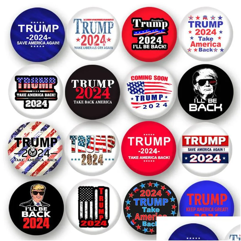 trump 2024 badge brooches pins party favor election supplies keep america great 1.73 inch
