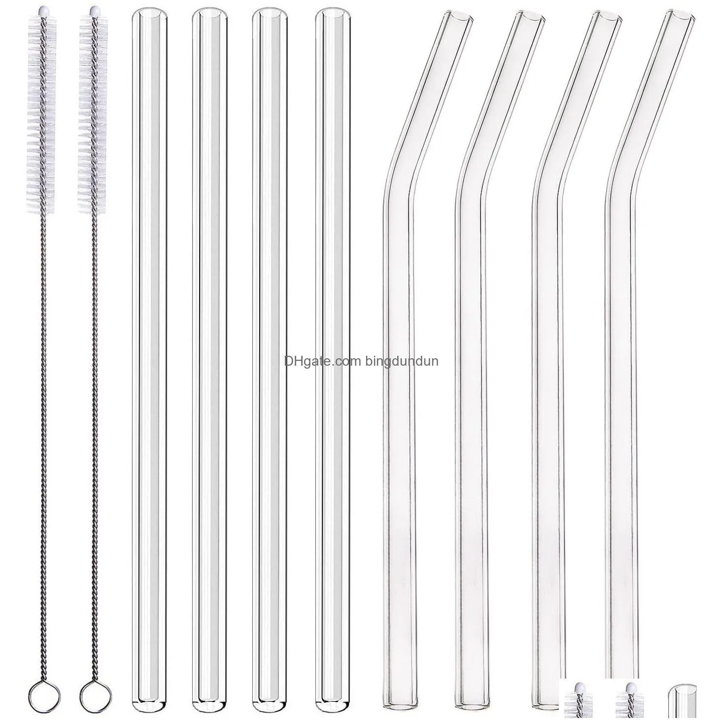 reusable glass straws 8mm straight bent glass drinking straws eco friendly cocktail straws for beverages milk coffee