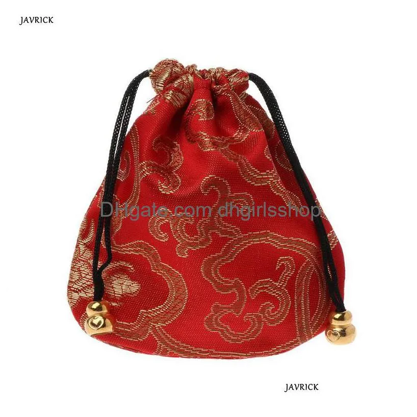 1pc high quality traditional silk travel pouch classic embroidery jewelry packaging bag organizer handbags jewelry tips