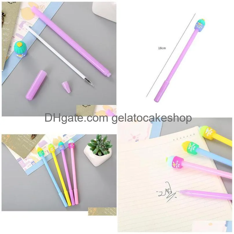 gel pens 36 pcs set creative stationery jelly cactus pen cute  students writing tools cartoon office needle sign