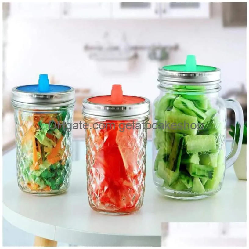 kitchen storage organization 5pcs/set jar lid silicone bottle opening pad food container cover with steel loop supplies