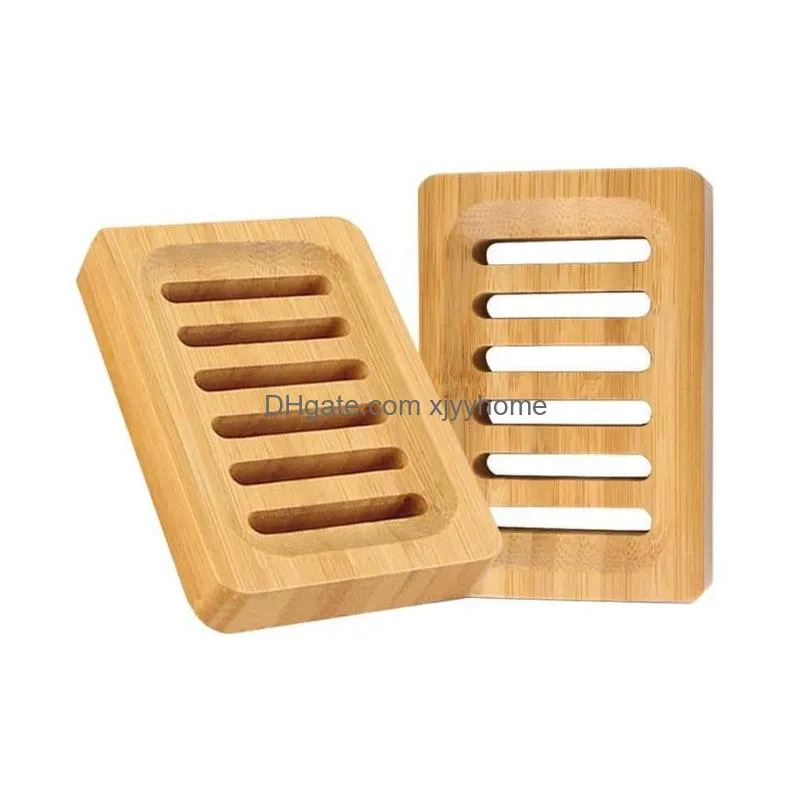 wooden bamboo plastic soap dish tray holder storage soap rack plate box container for bath shower plate bathroom