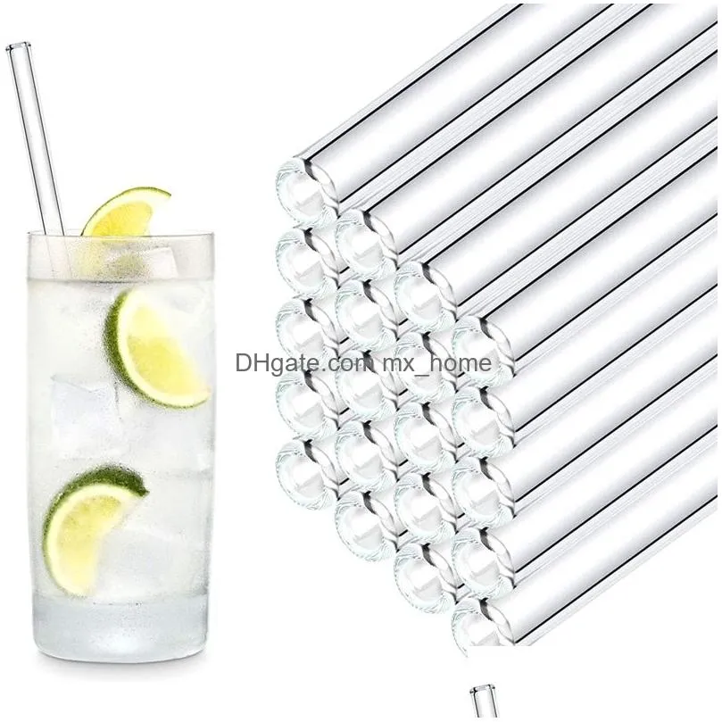 borosilicate glass straws eco friendly reusable drinking straw for smoothies cocktails bar accessories straws with brushes