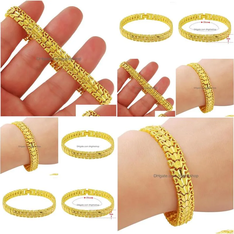 charm bracelets genuine 24k gold bracelet 8mm car flower womens mens jewelry giftscharm lars22