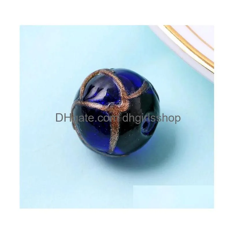 handmade lampwork round beads for bracelet necklace making 12mm 14mm 16mm 20mm gold sands stone vintage glass bead china sale