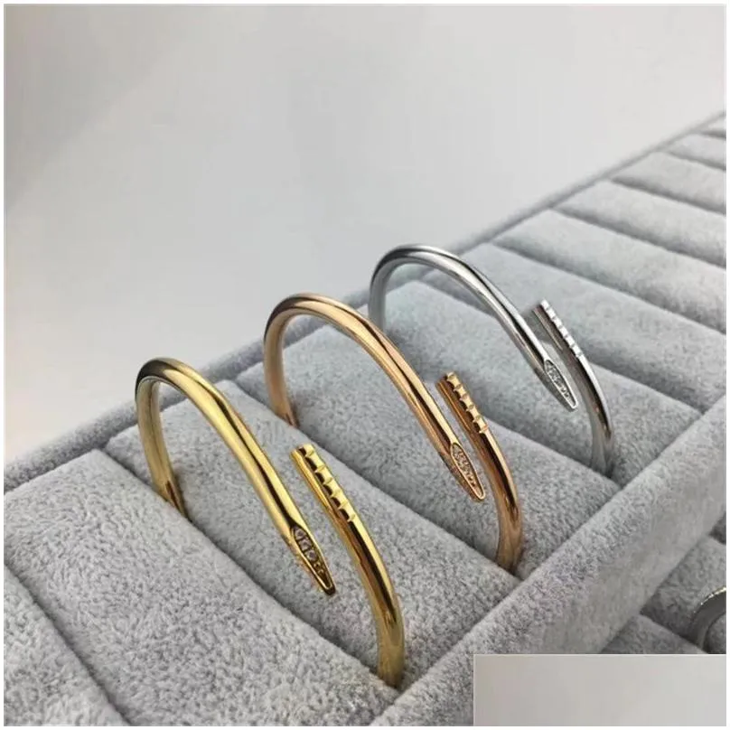 love gold bracelet nail bracelet designer bangles for women mens stainless steel alloy armband pulsera pulseras diamond bracelets plated gold silver rose