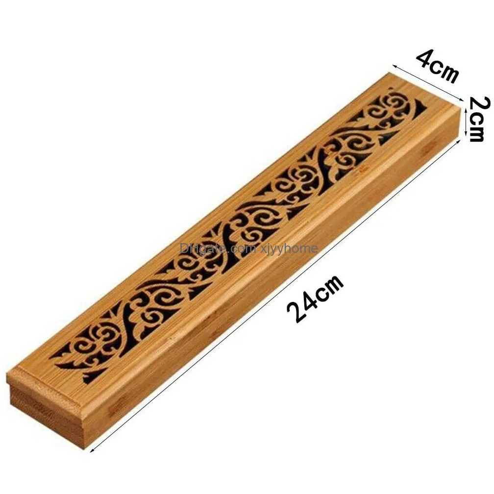 bamboo wooden incense stick holder burning joss insence box burner ash catcher