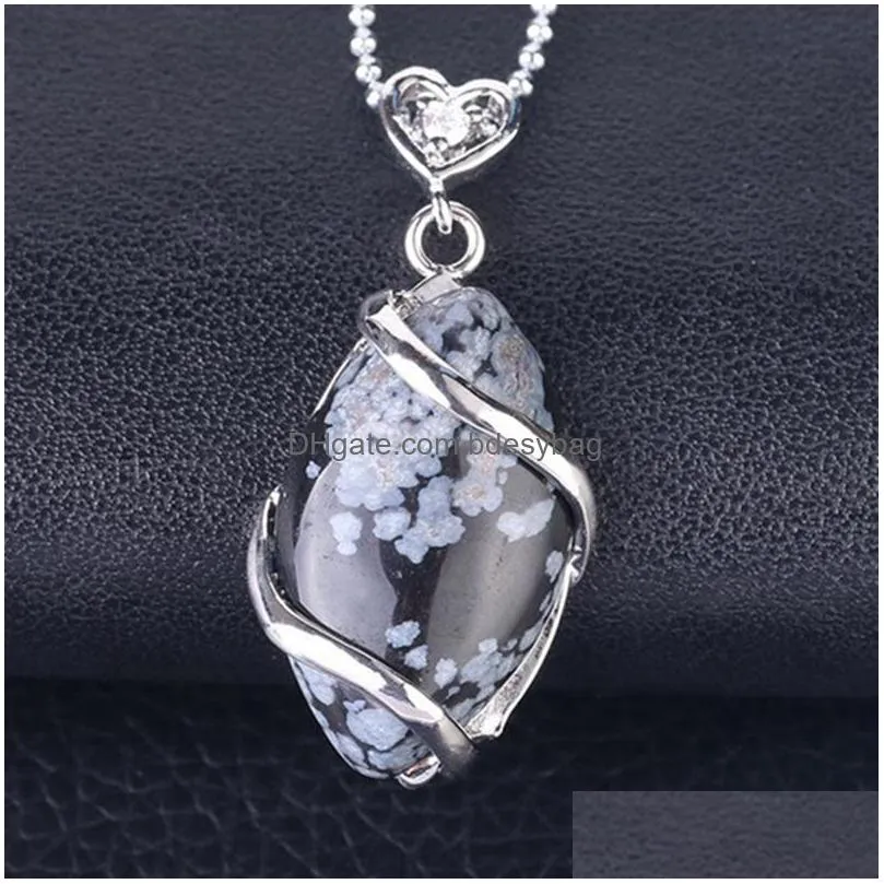 qimoshi womens necklace natural quartz crystal necklace pendant female healing stone pendant horse eye bead fashion necklace men 12pcs