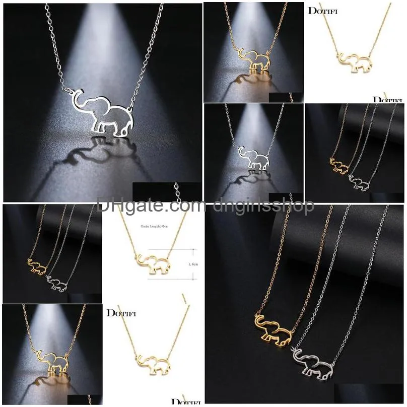 dotifi stainless steel necklace for women lovers origami elephant pendant necklaces for women gothic jewelry collares