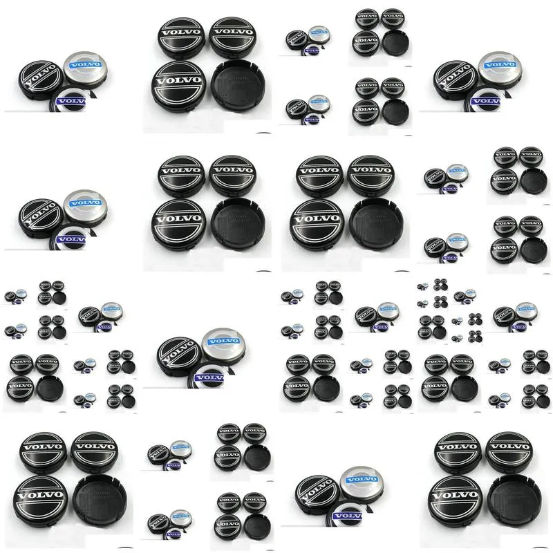 3colors 4pcs 64mm volvo wheel center caps hub cover car emblem badge black/gray/blue c30 c70 s40 v50 s60 v60 v70 s80 xc90