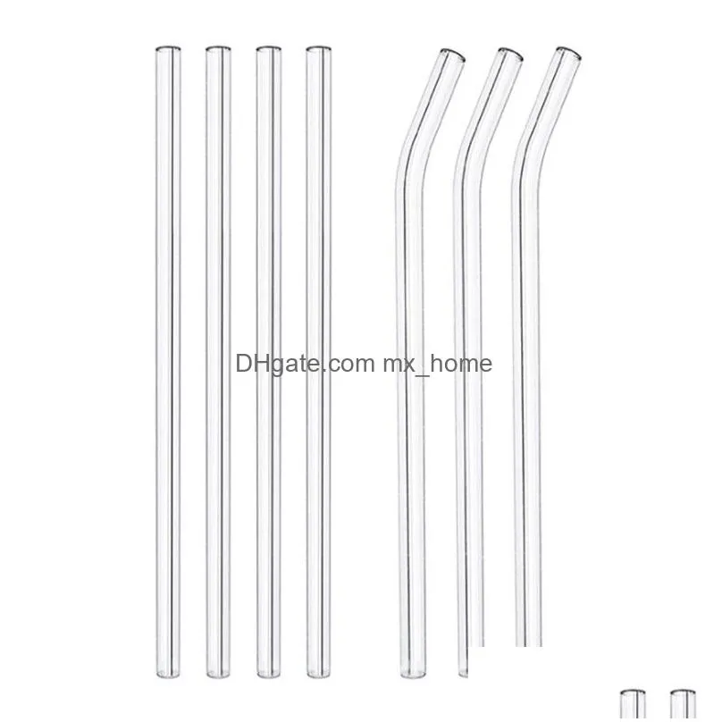 borosilicate glass straws eco friendly reusable drinking straw for smoothies cocktails bar accessories straws with brushes