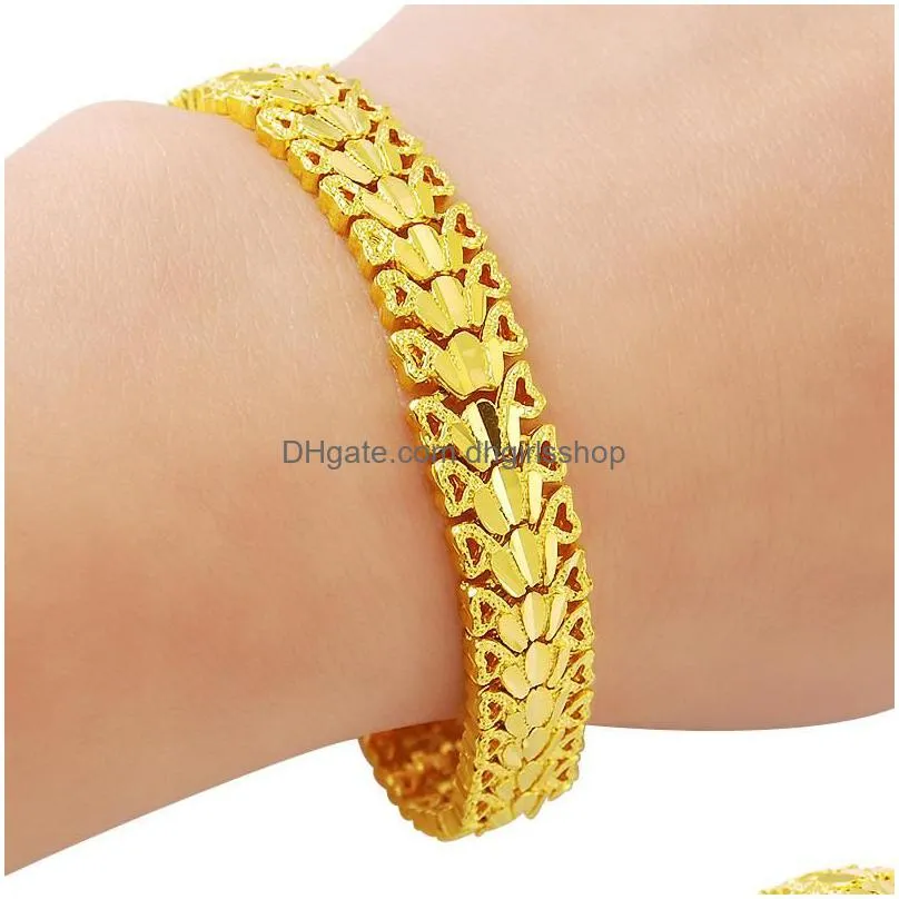 charm bracelets genuine 24k gold bracelet 8mm car flower womens mens jewelry giftscharm lars22