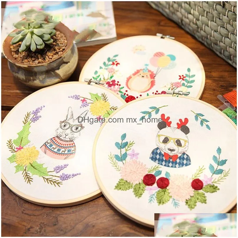 diy wooden frame hoop circle embroidery hoop tool set thread bamboo circle for cross stitch hand art craft sewing scissors