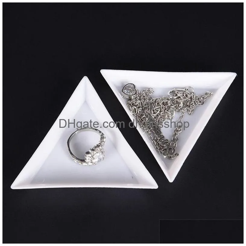 10pcs environmental triangle plate tray packaging storage plastic containers for beads jewelry display organizer holder