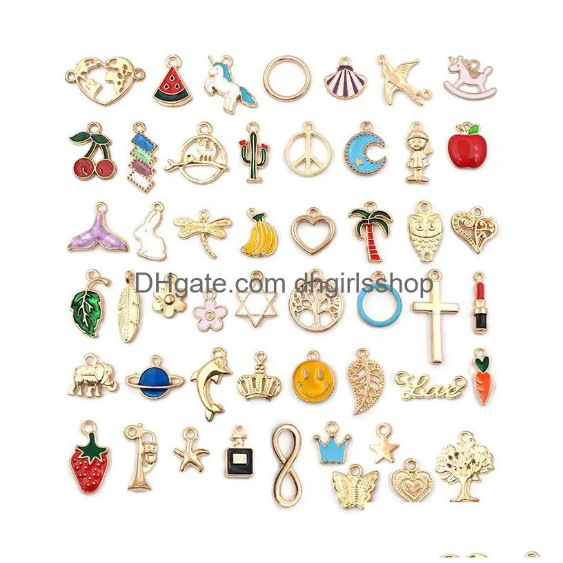 mix 150pcs kc gold plate jewelry charms pendants diy handmade earring findings bulk bracelet necklace accessories for sale wholesale