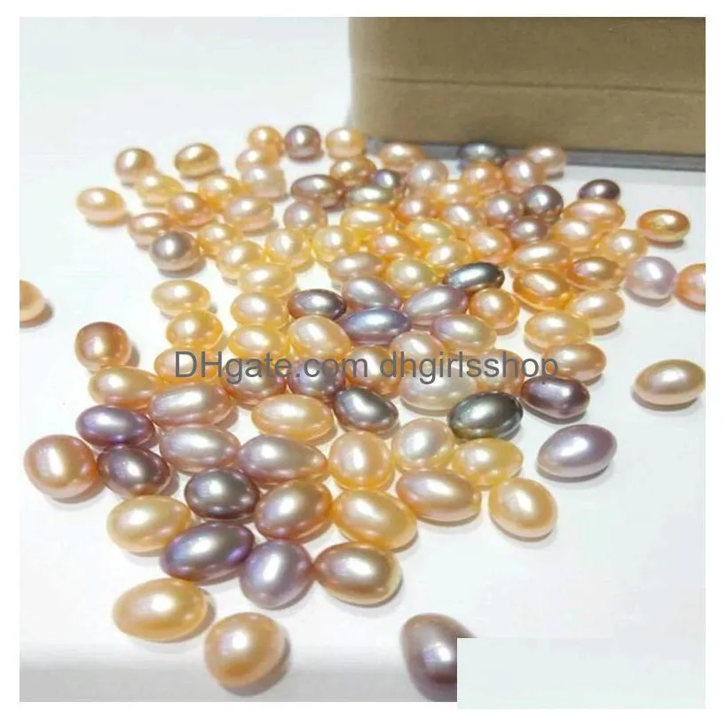 intense flawless natural pearl beads for jewelry making authentic freshwater pearls oval loose bead diy 611mm wholesale