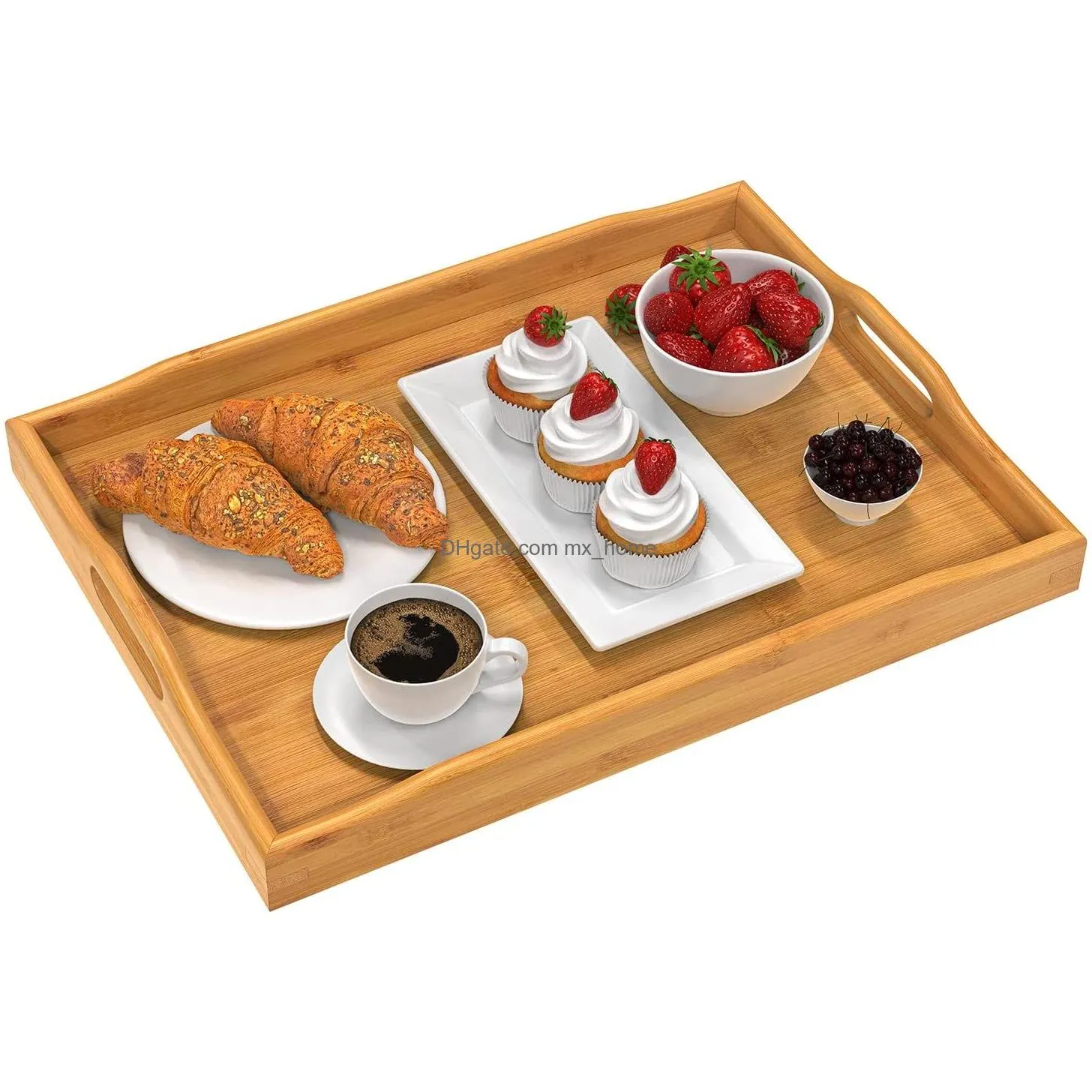 rectangular bamboo wooden serving tray kung fu tea cup cutlery tray solid bamboo tray with handle el dinner plate tray