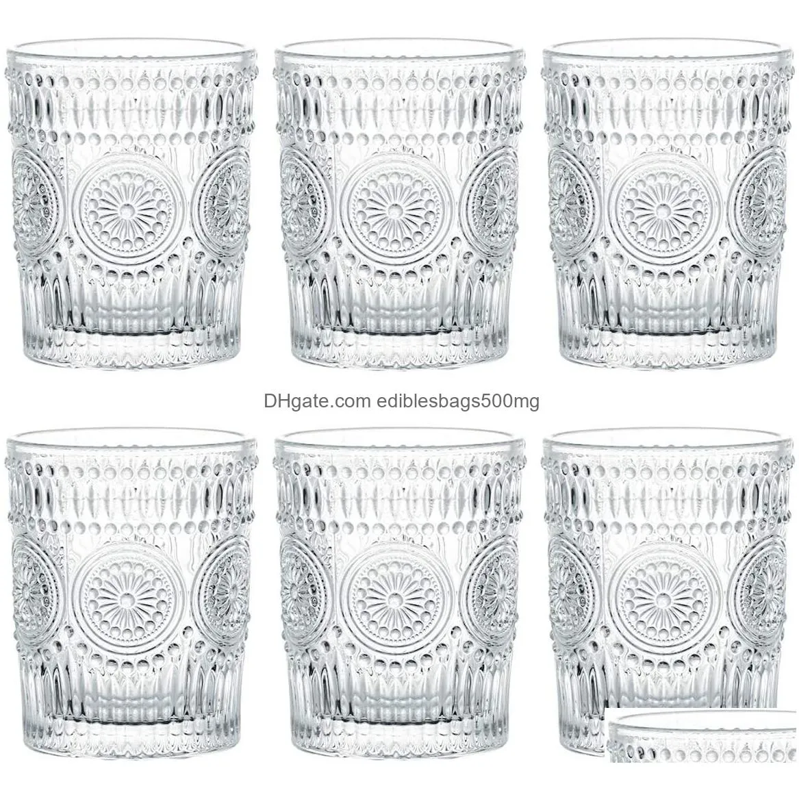 embossed water glasses vintage drinking glasses juice beverages cocktail whisky bear cup wine romantic glassesware