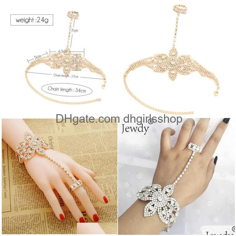 22 styles rhinestone finger ring bracelets on hand pulseras mujer wedding crystal statement bangles for women charm jewelry