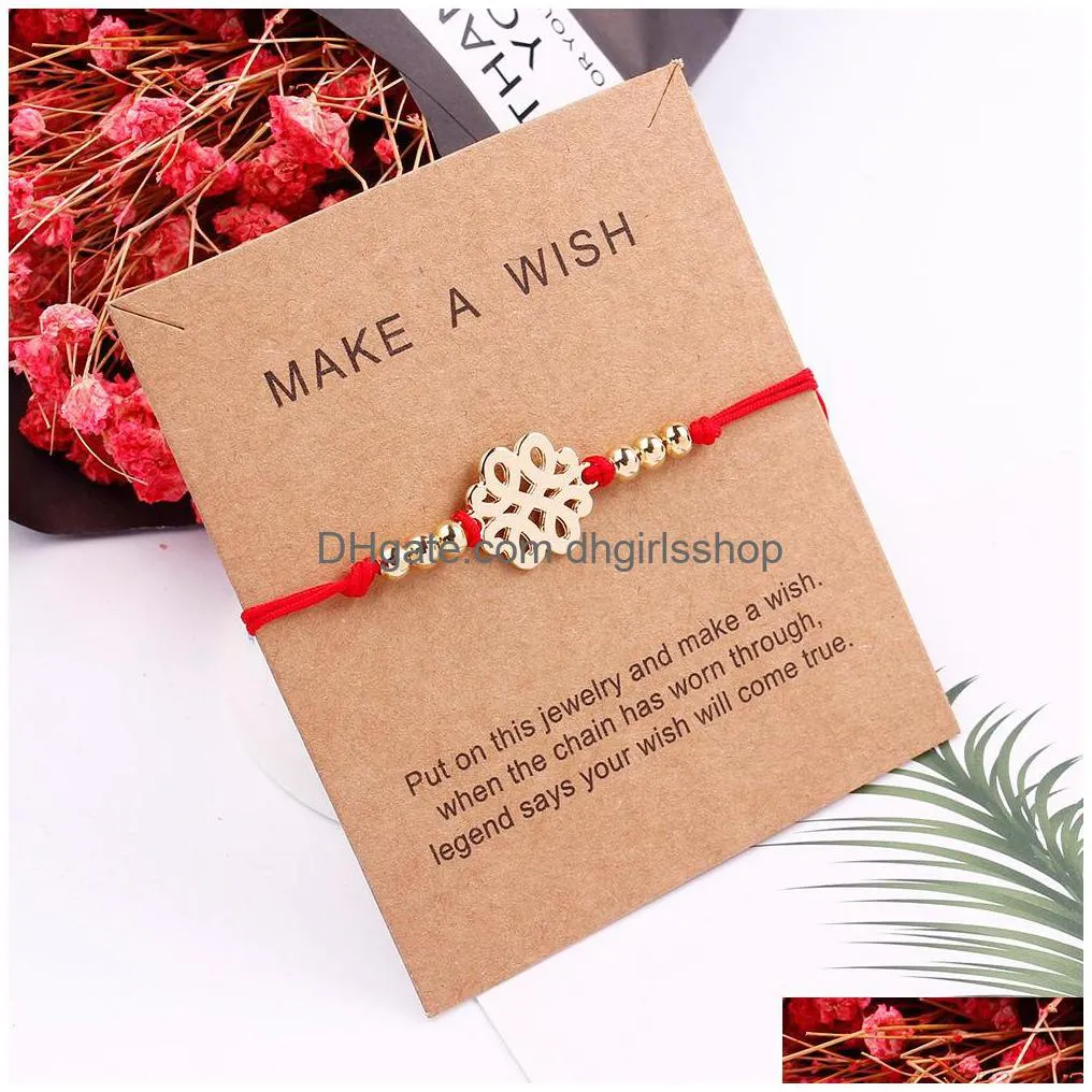 delicate gold butterfly heart alloy bracelet adjustable red string rope bracelets family couple gift jewelry