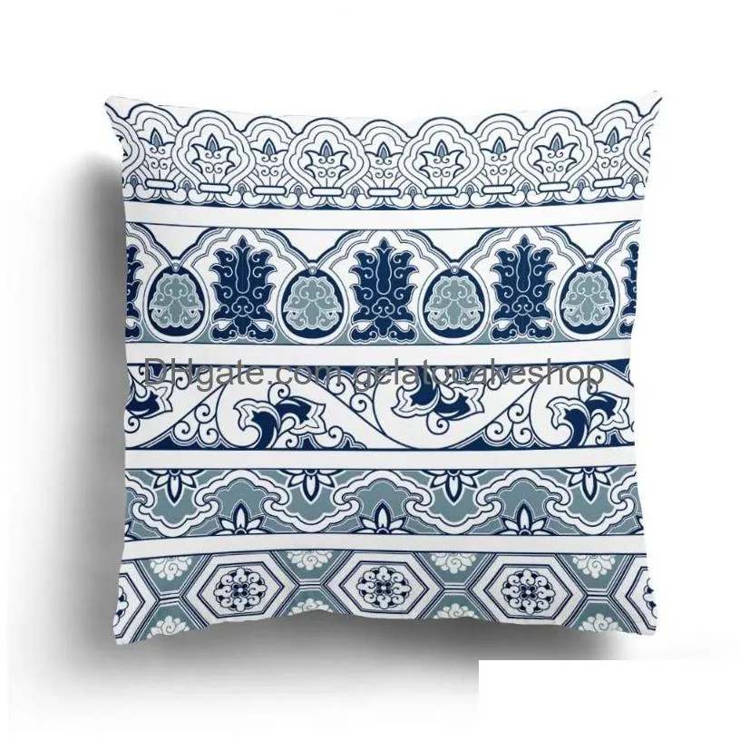 cushion/decorative pillow geometric printing plush pillowcase home decoration sofa cushion cover retro pattern customizable patterns