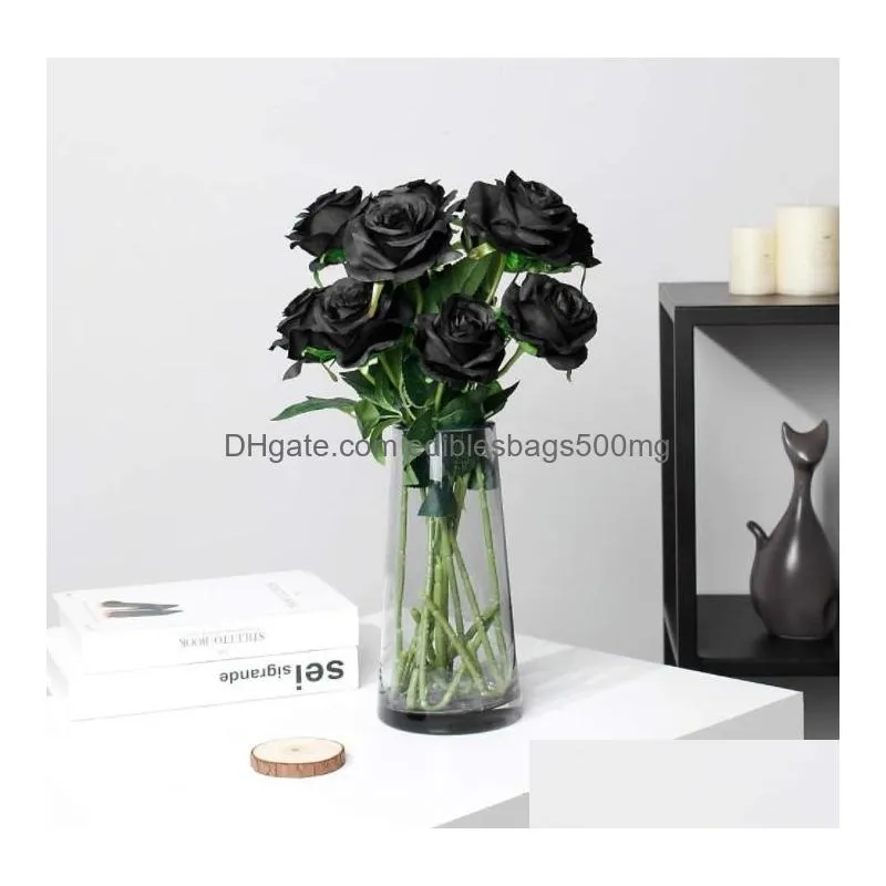 beautiful silk artificial rose flowers wedding home table decor long bouquet arrange fake plant valentines day presents