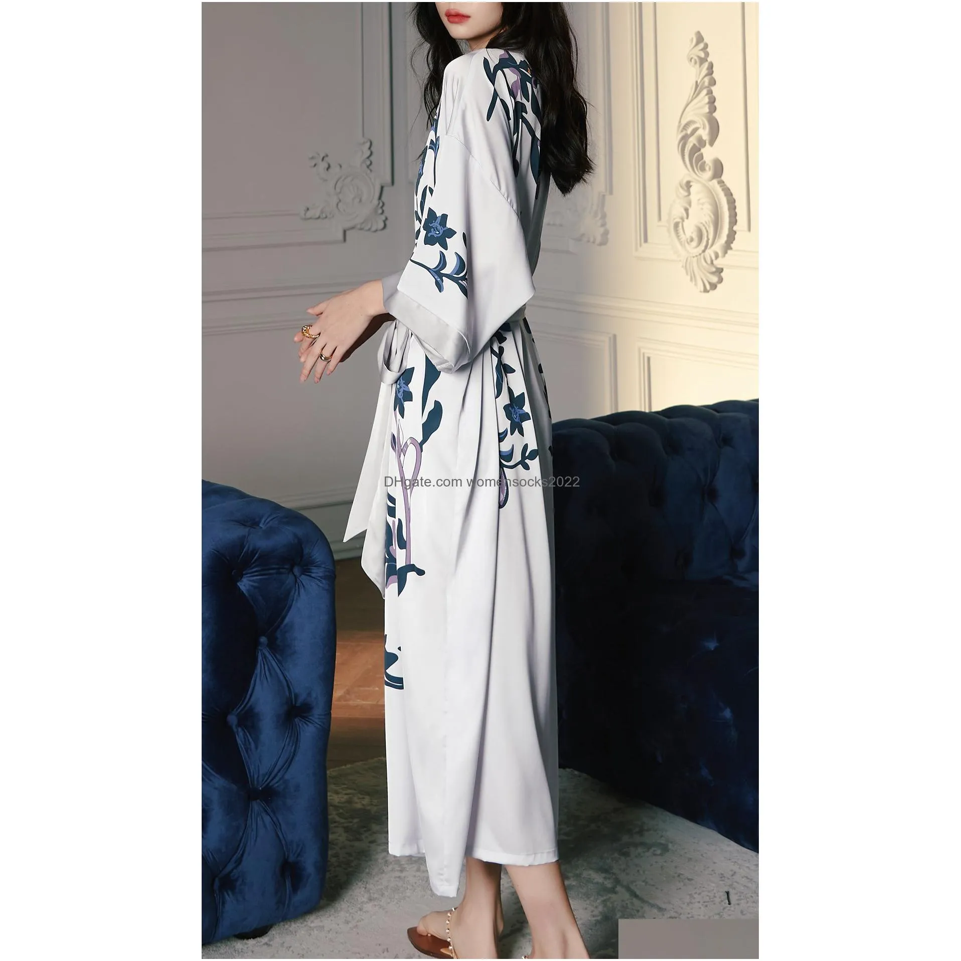 women satin sleepwear long kimono dressing gown elegant pajamas wedding bridesmaids robe summer lounge nightdress nightwear ladies v neck half sleeve