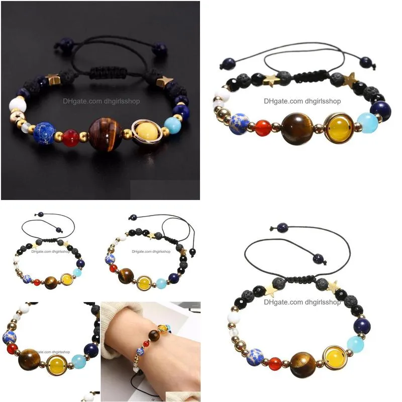 bangle universe planets beads bracelet uni fashion natural solar system energy earth moon braided jewelrybangle lars22