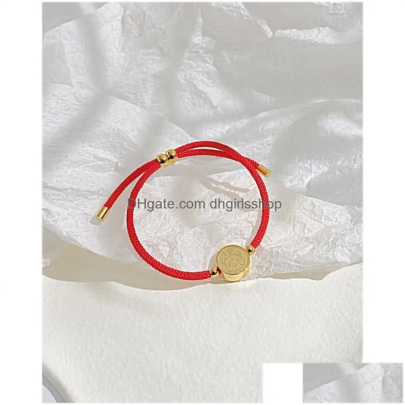 charm bracelets wholesale fashion easy to match hand woven adjustable red rope round little tiger girls bracelet bulkcharm lars22
